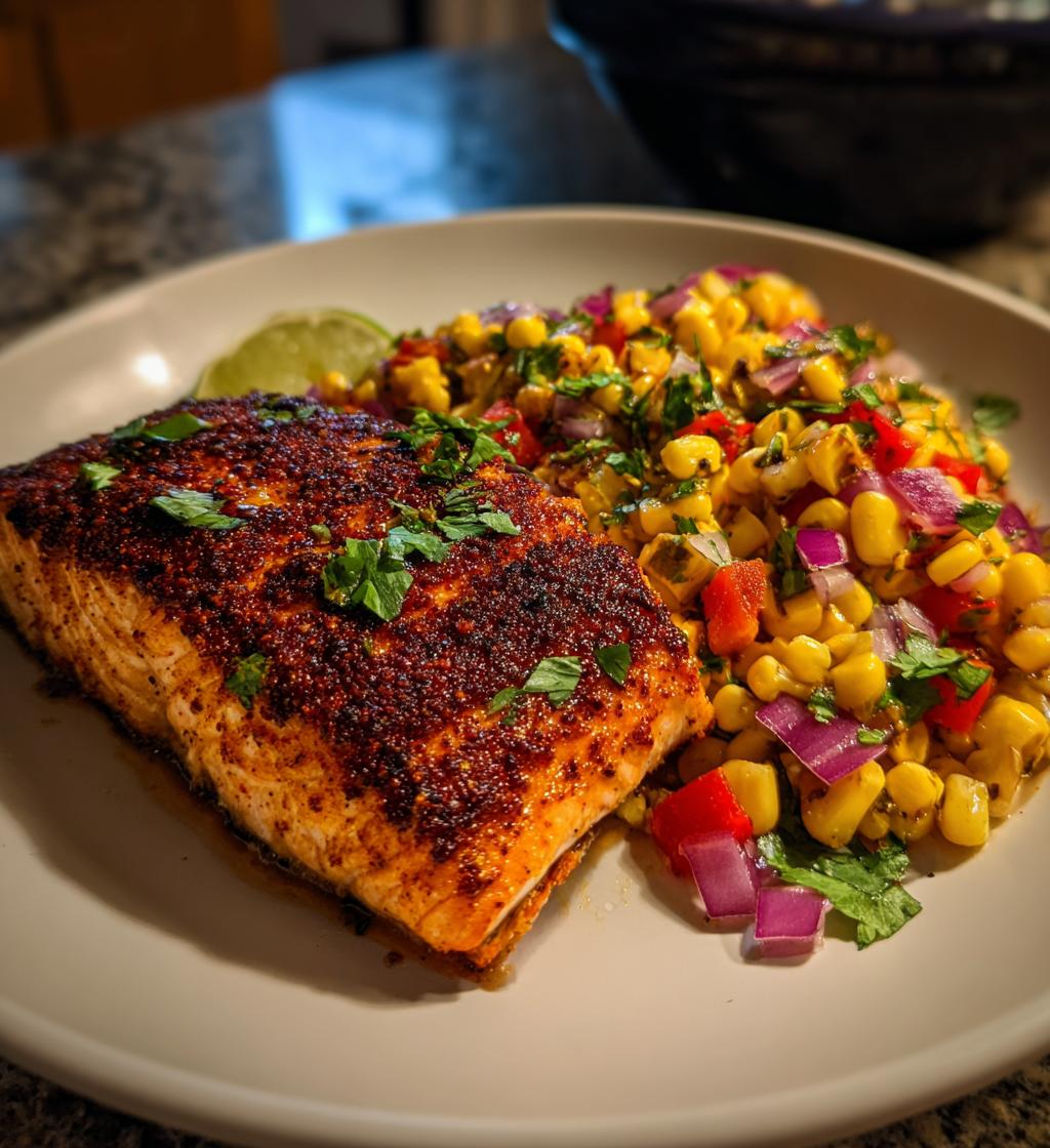 Chili-Rubbed Salmon with Summer Corn Salad