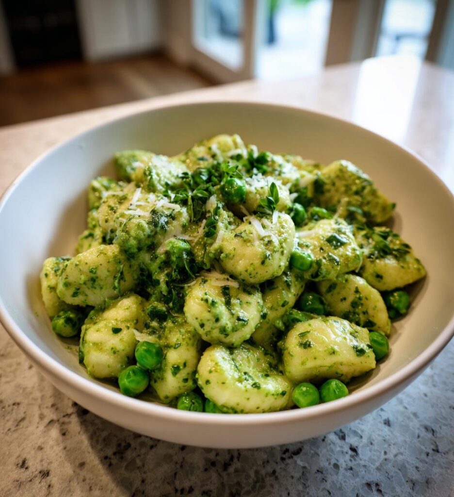 Creamy Pesto Gnocchi with Peas