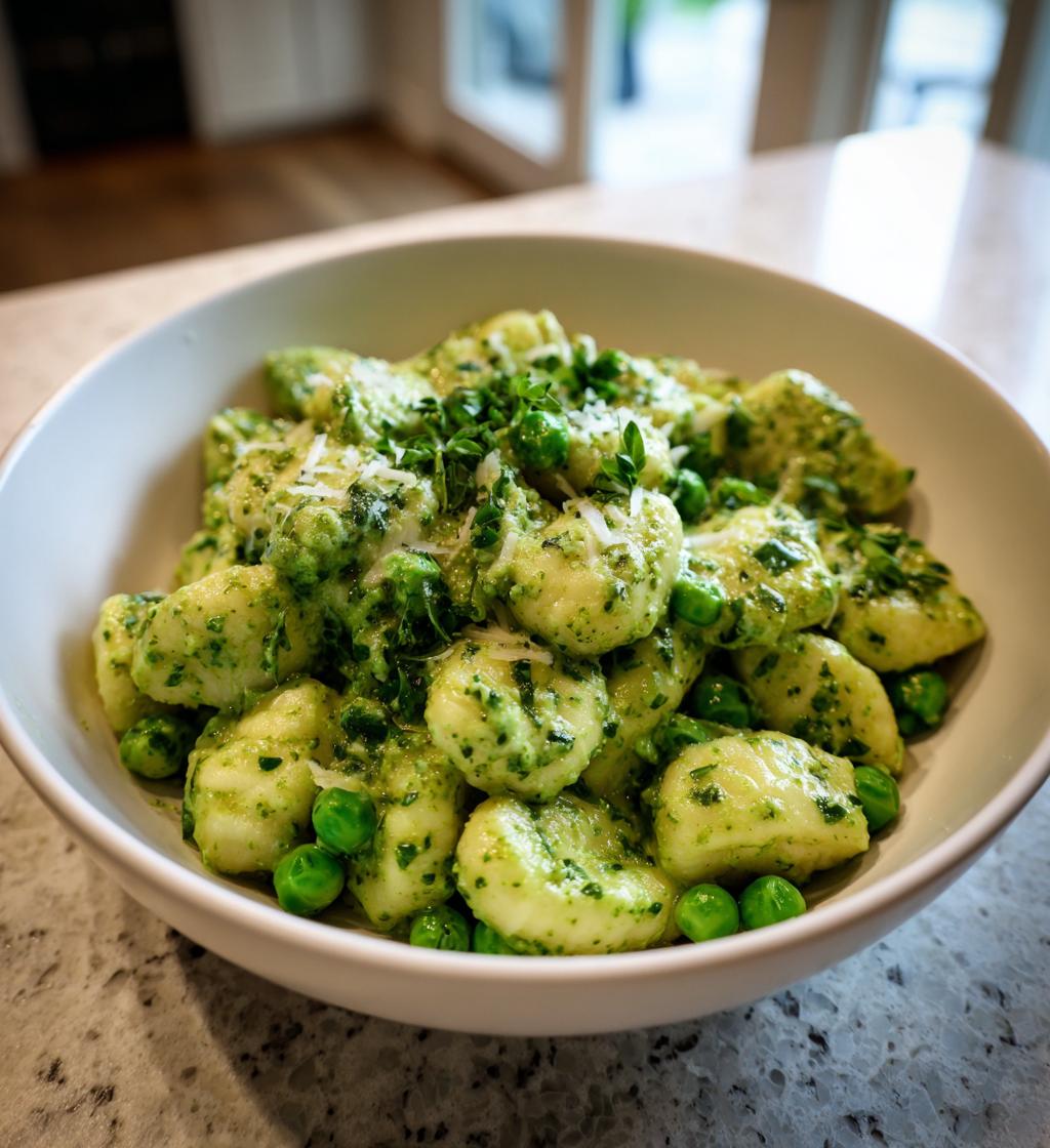 Creamy Pesto Gnocchi with Peas