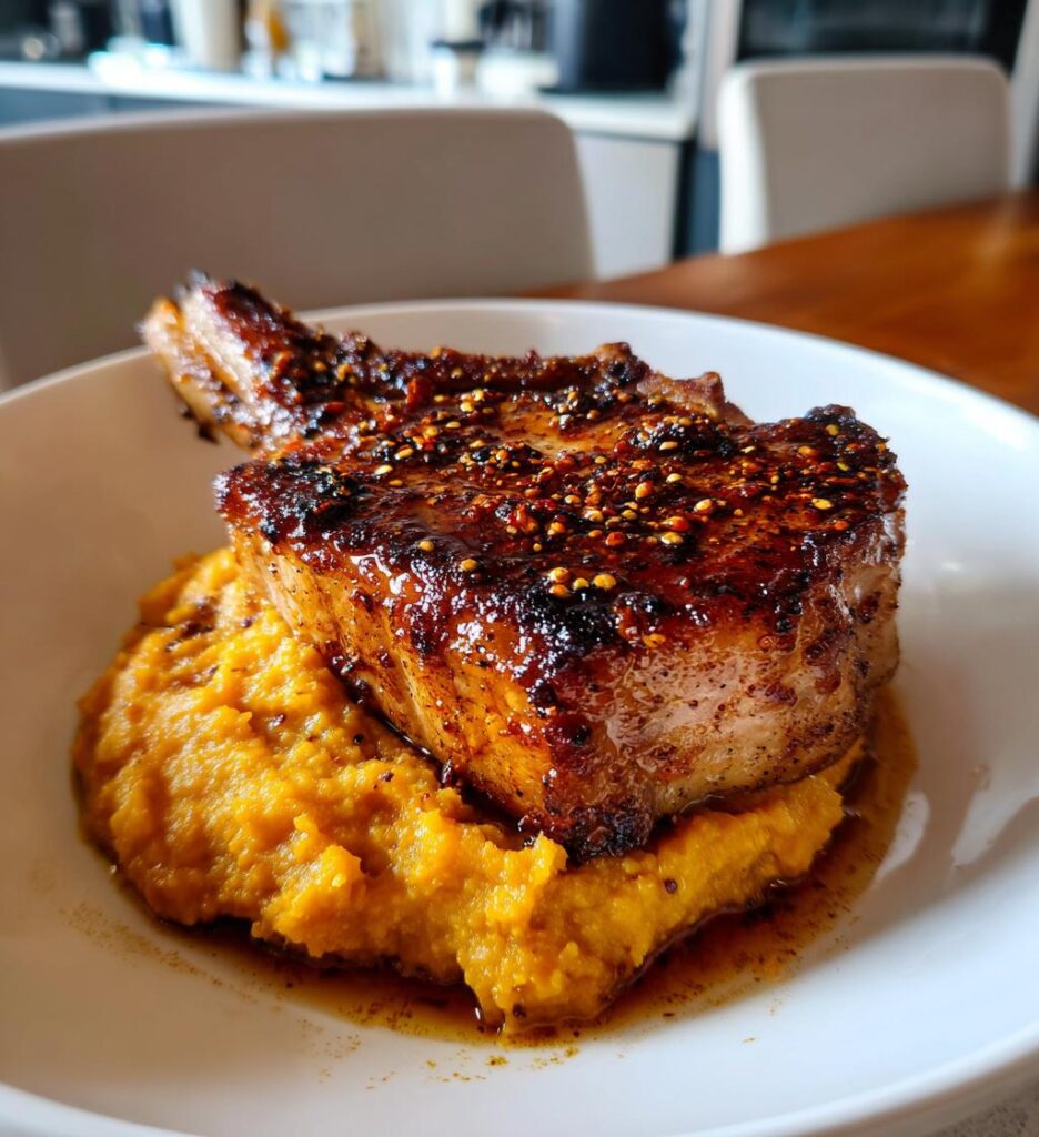 Jerk Pork with Sweet Potato Mash