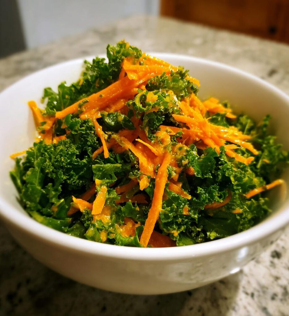Kale Salad with Carrot Ginger Dressing