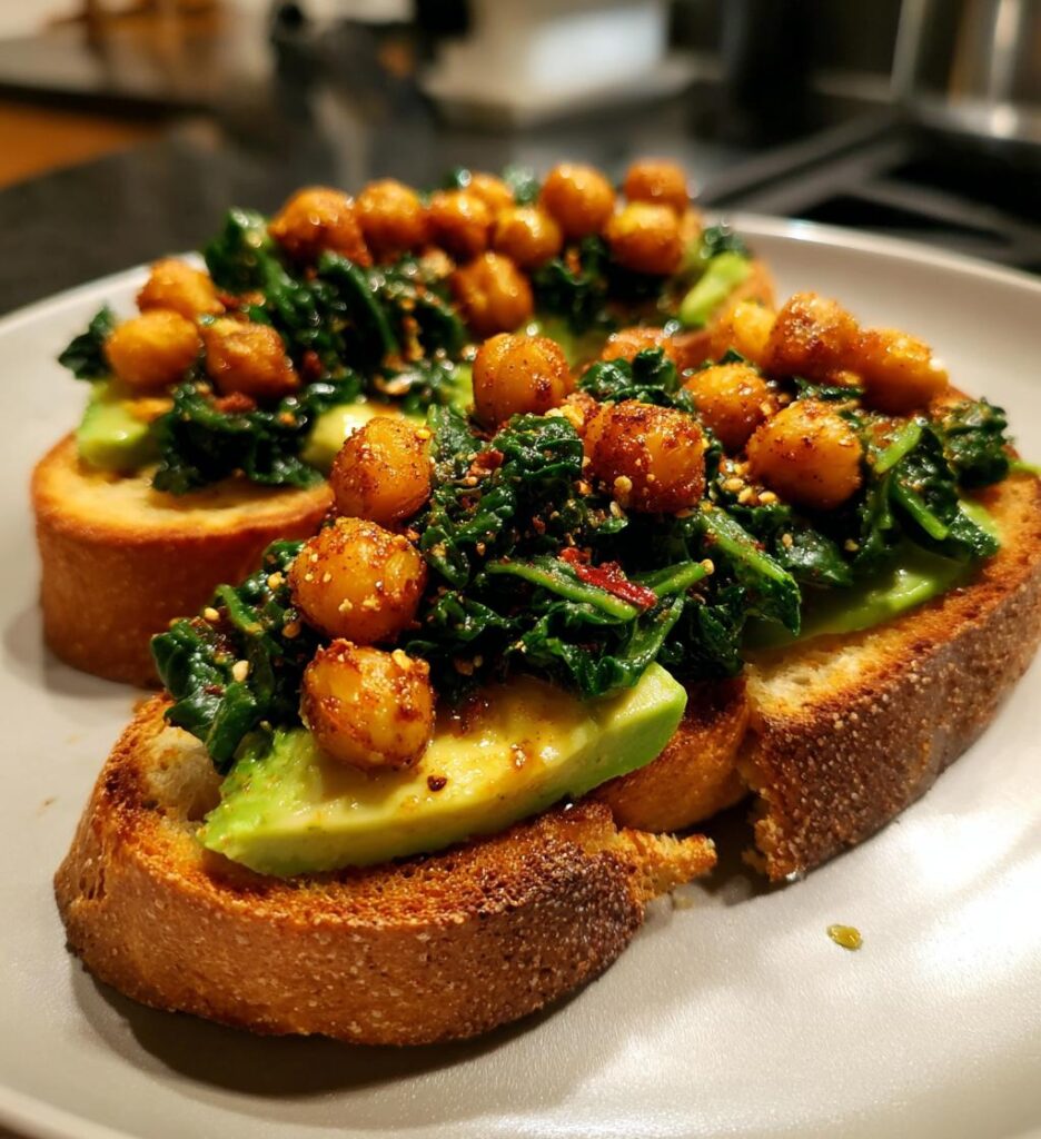 Kale and Chickpea Toasts