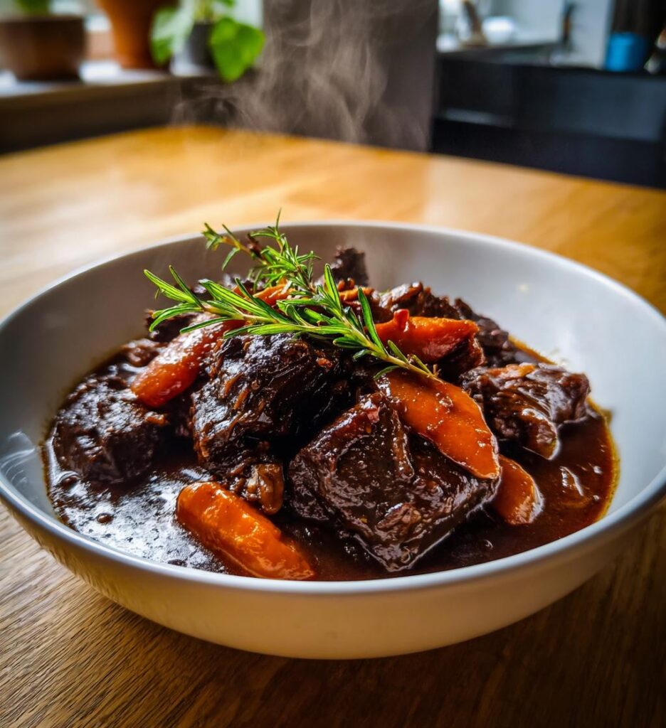 Pressure Cooker Ox Cheek & Carrots in Red Wine