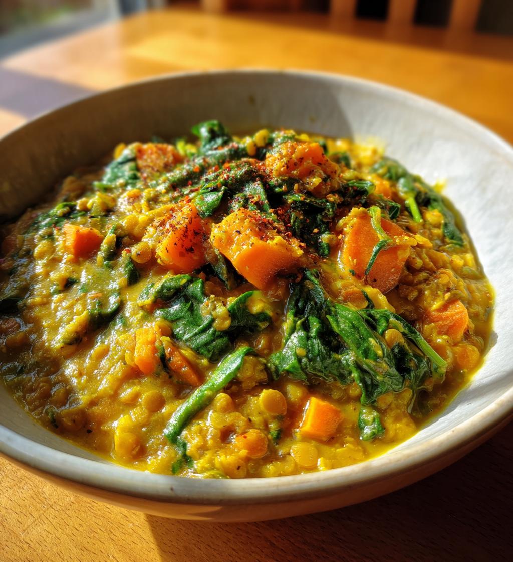 Spinach, Sweet Potato & Lentil Dhal