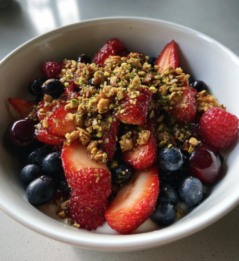 Summer Fruit Salad with Herbed Pistachio Crumble