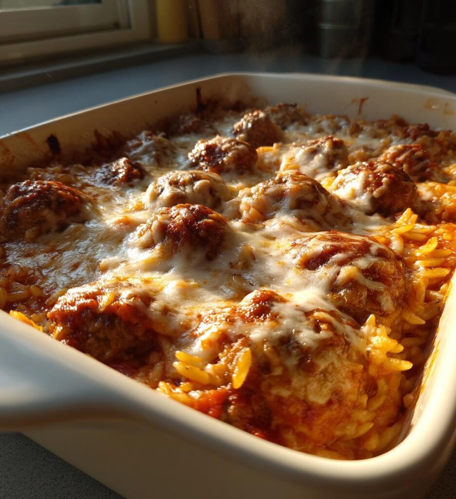Meatball Orzo Bake