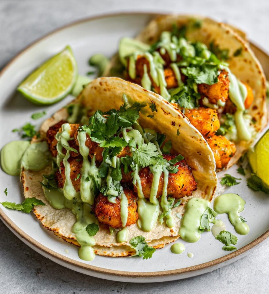 Air Fryer Chicken Tacos with Green Sauce