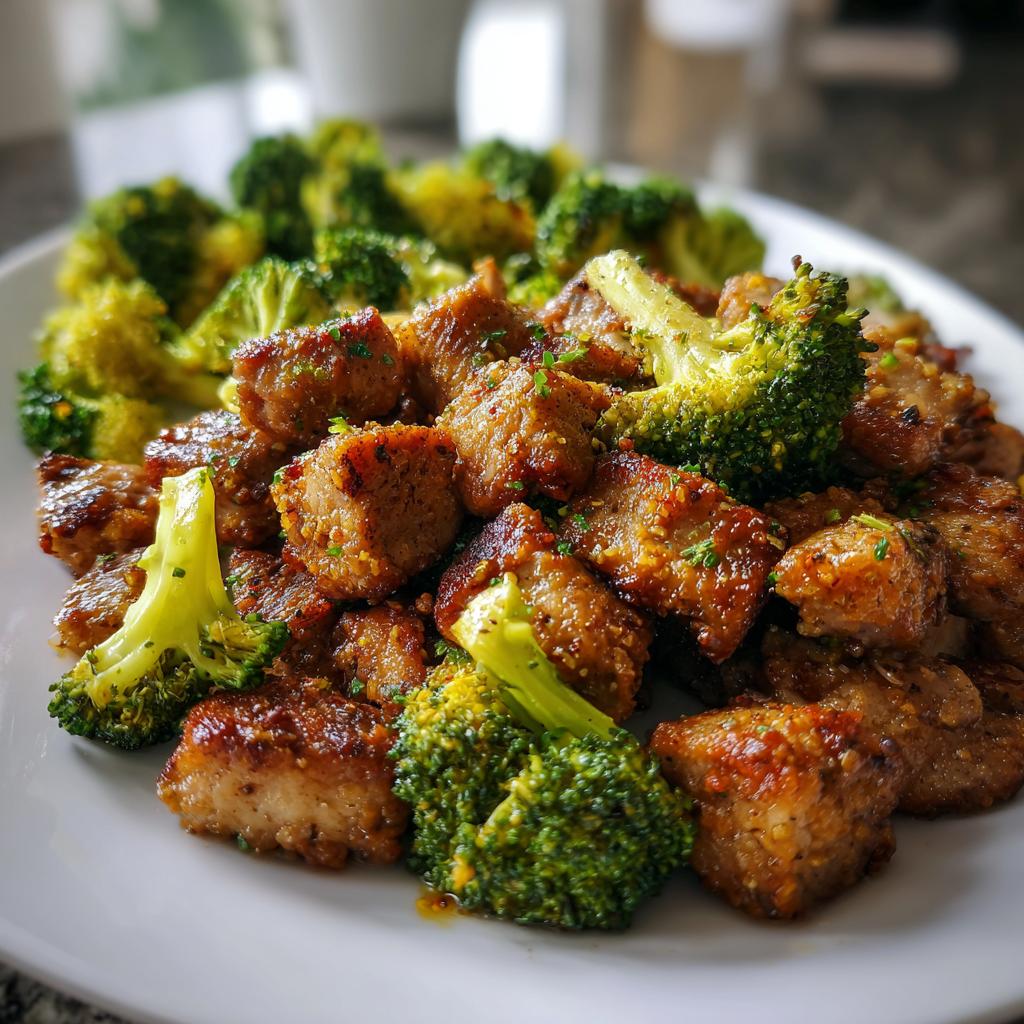 Air Fryer Pork and Broccoli