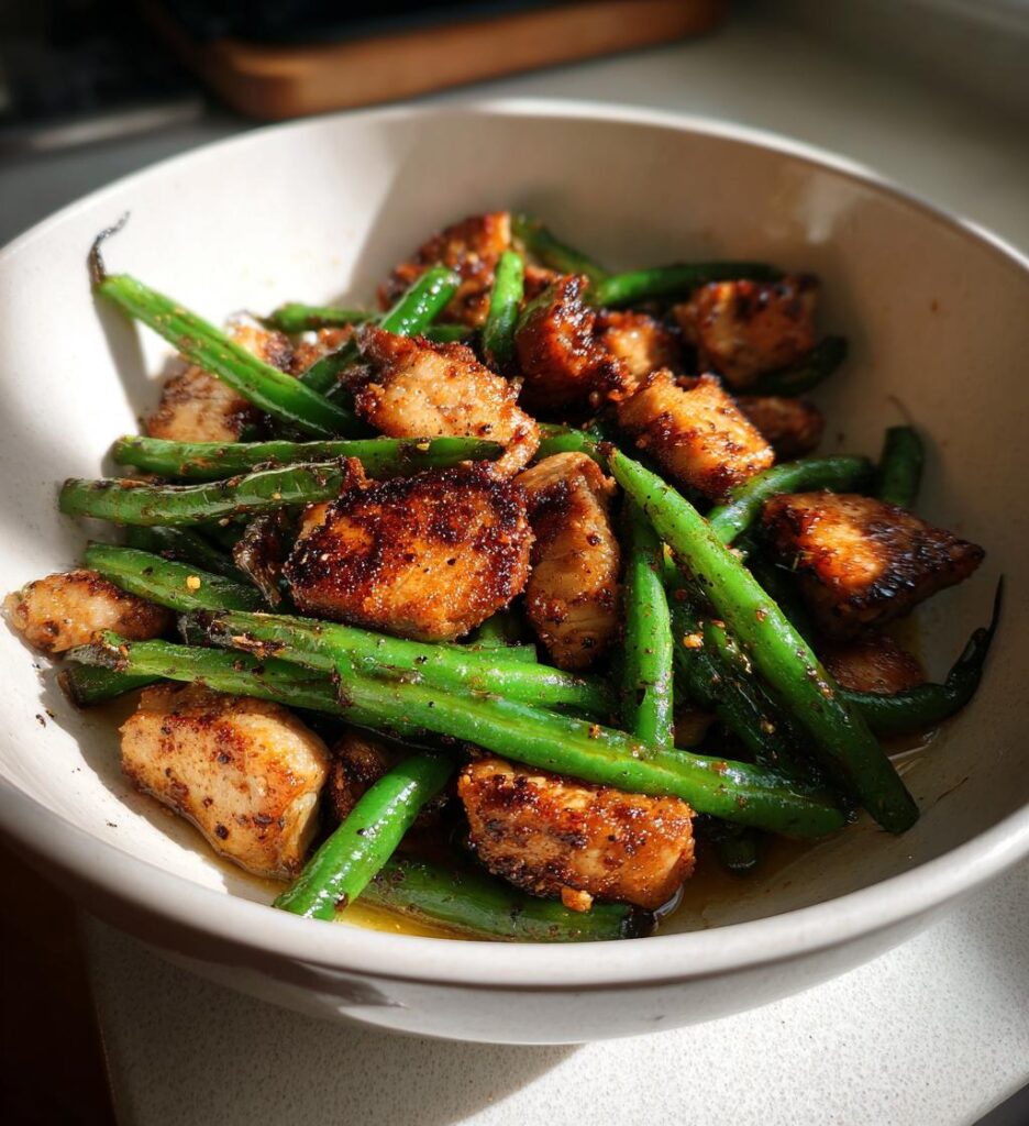 Air Fryer Pork and Green Beans