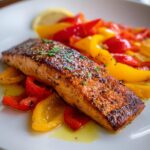 Air Fryer Salmon with Bell Peppers