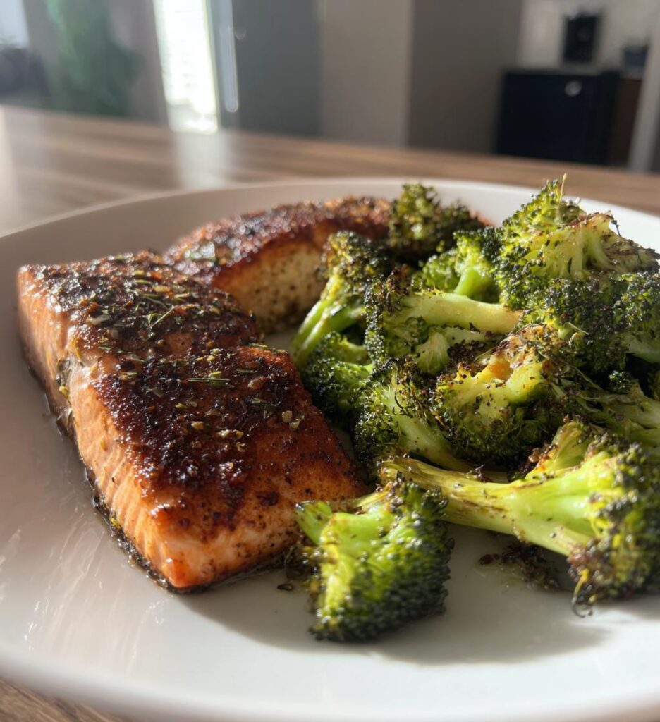 Air Fryer Salmon with Broccoli