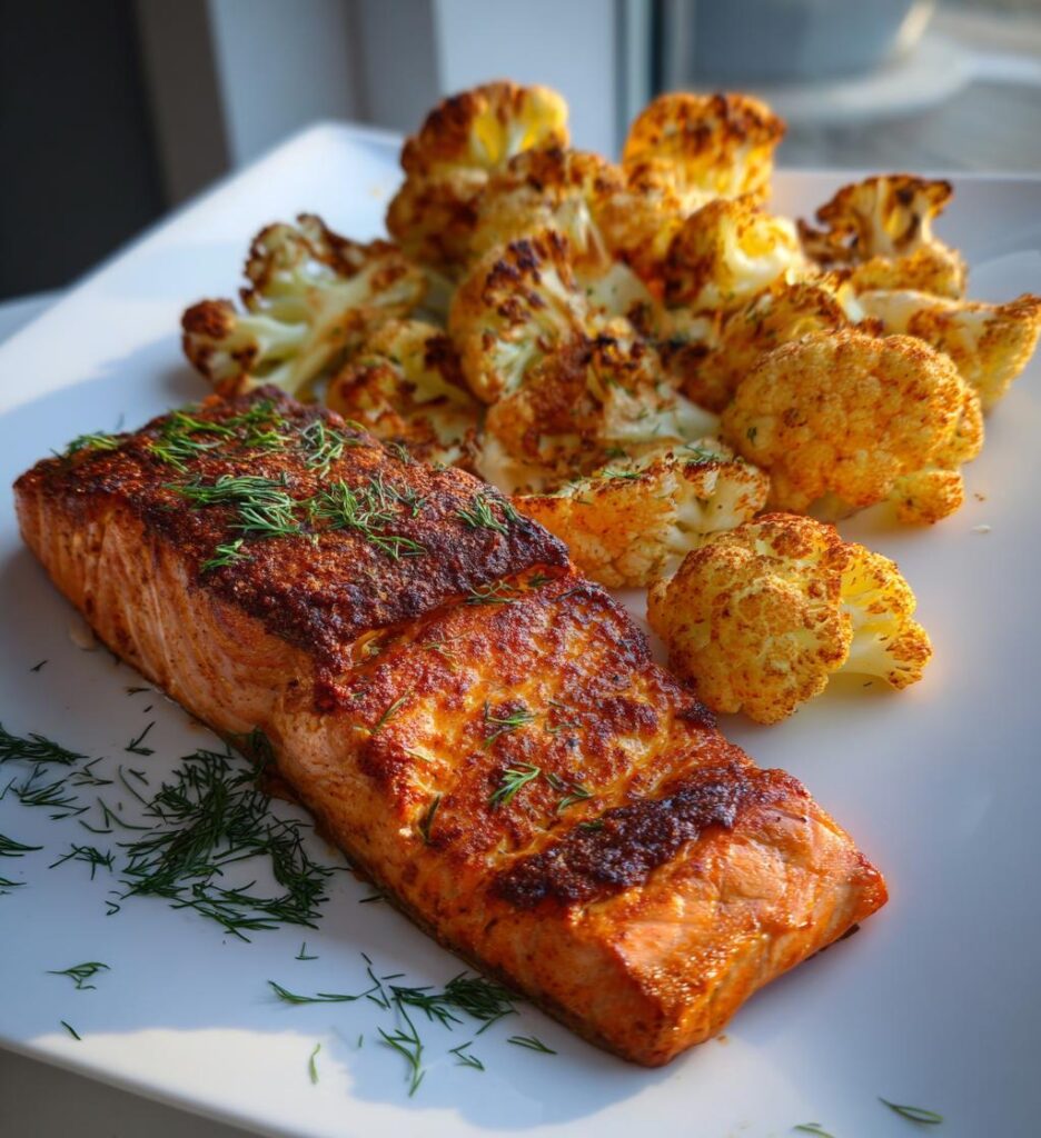 Air Fryer Salmon with Cauliflower