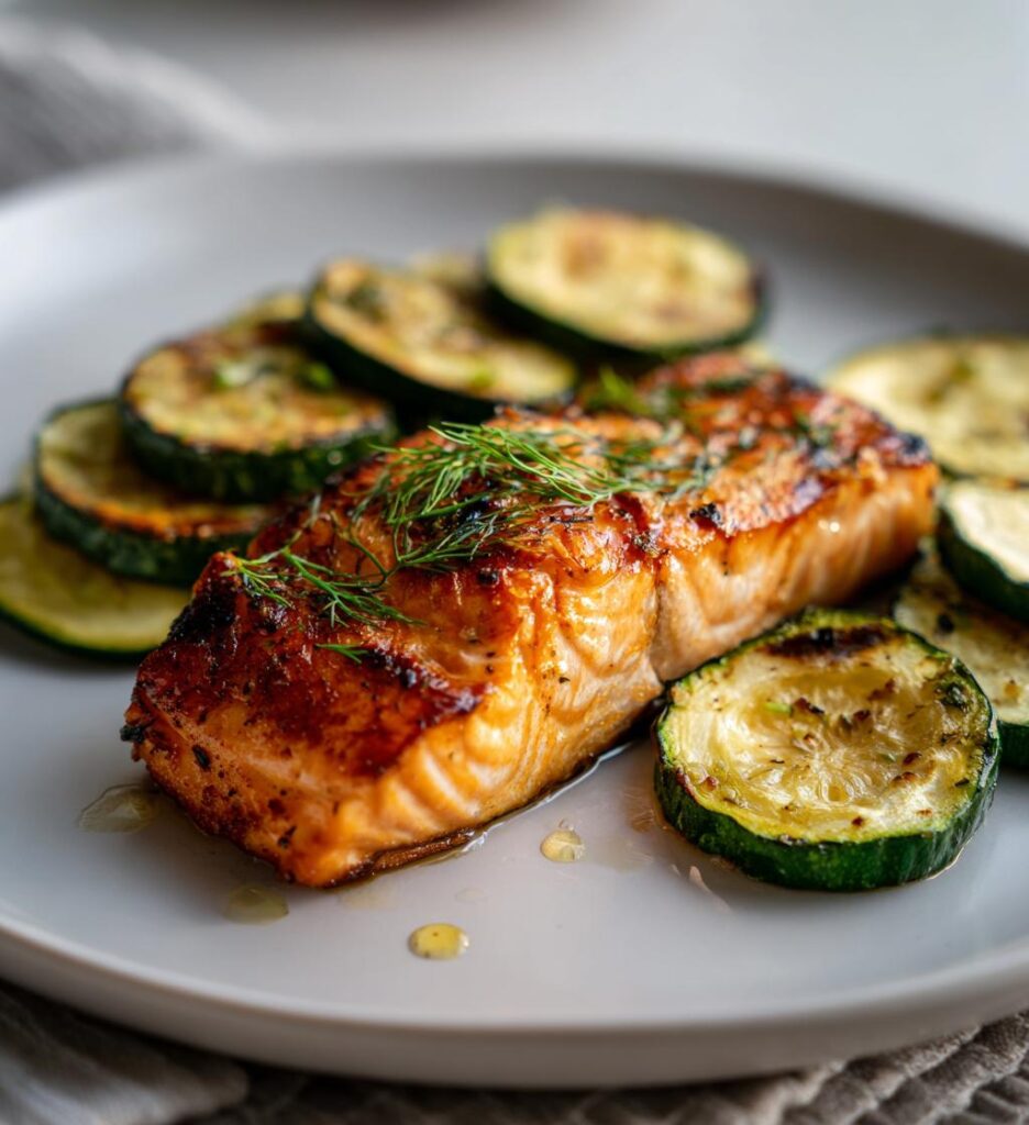 Air Fryer Salmon with Zucchini