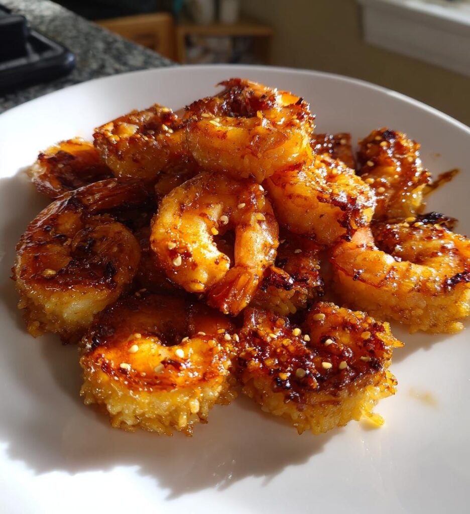 Air Fryer Spicy Shrimp Crispy Rice