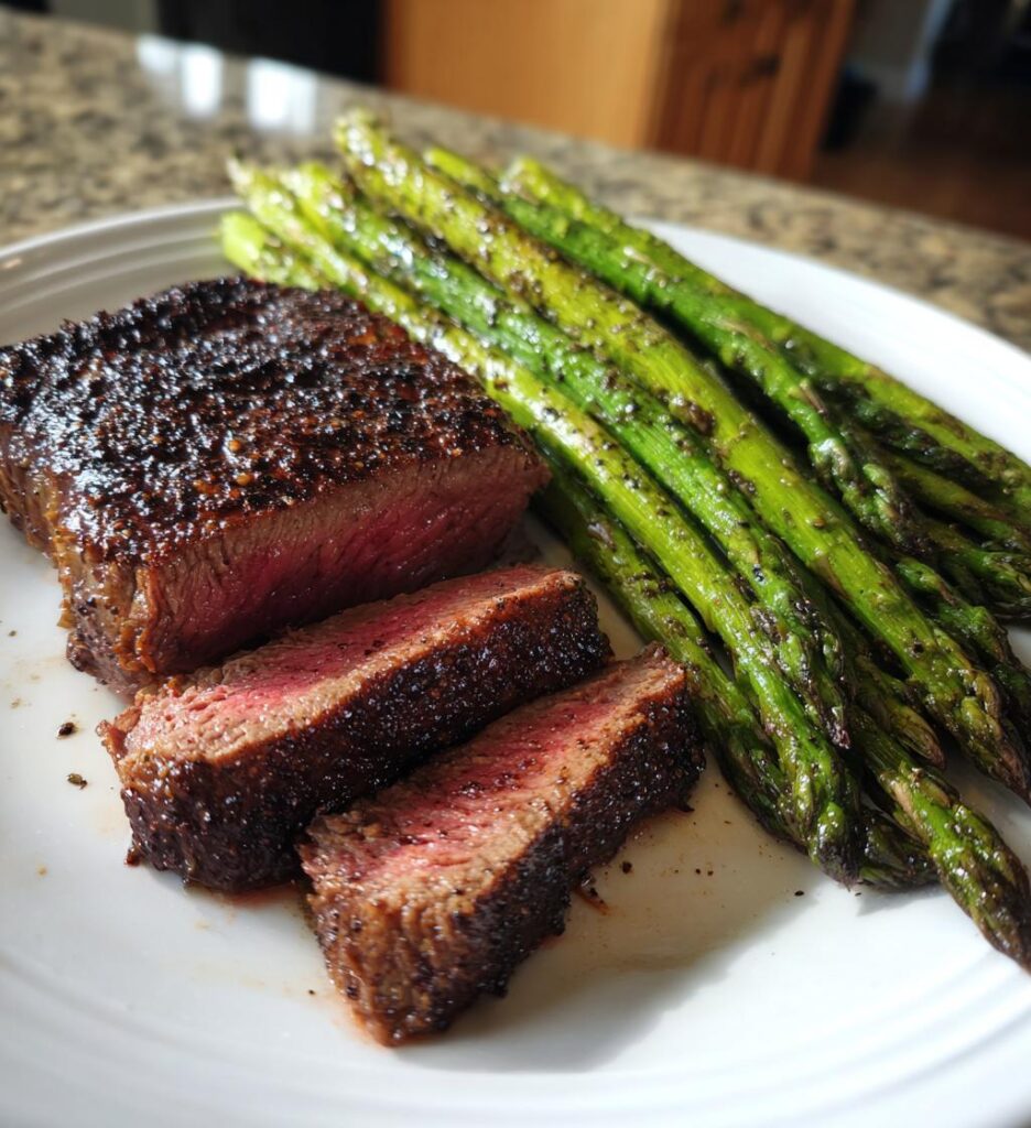 Air Fryer Steak and Asparagus