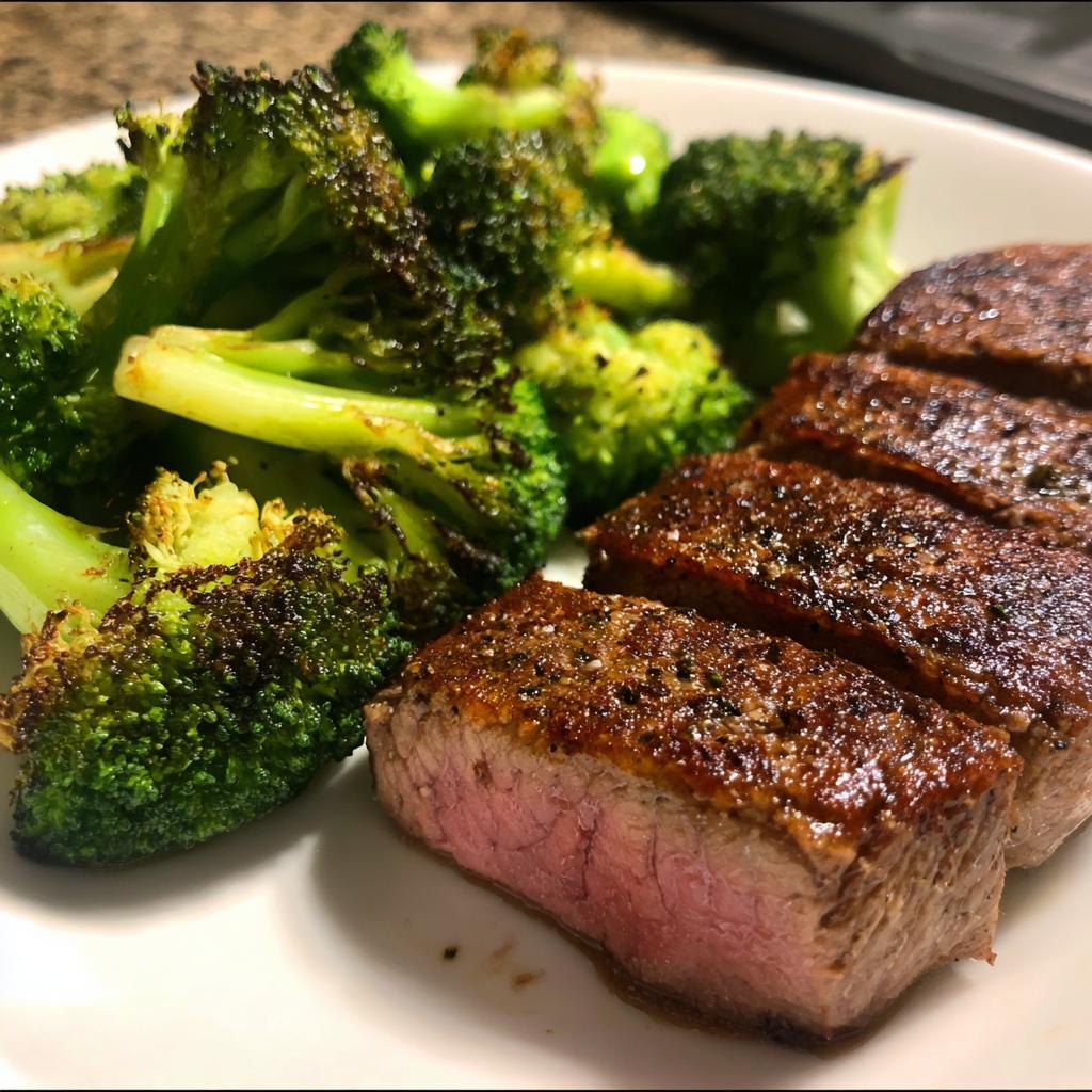 Air Fryer Steak and Broccoli