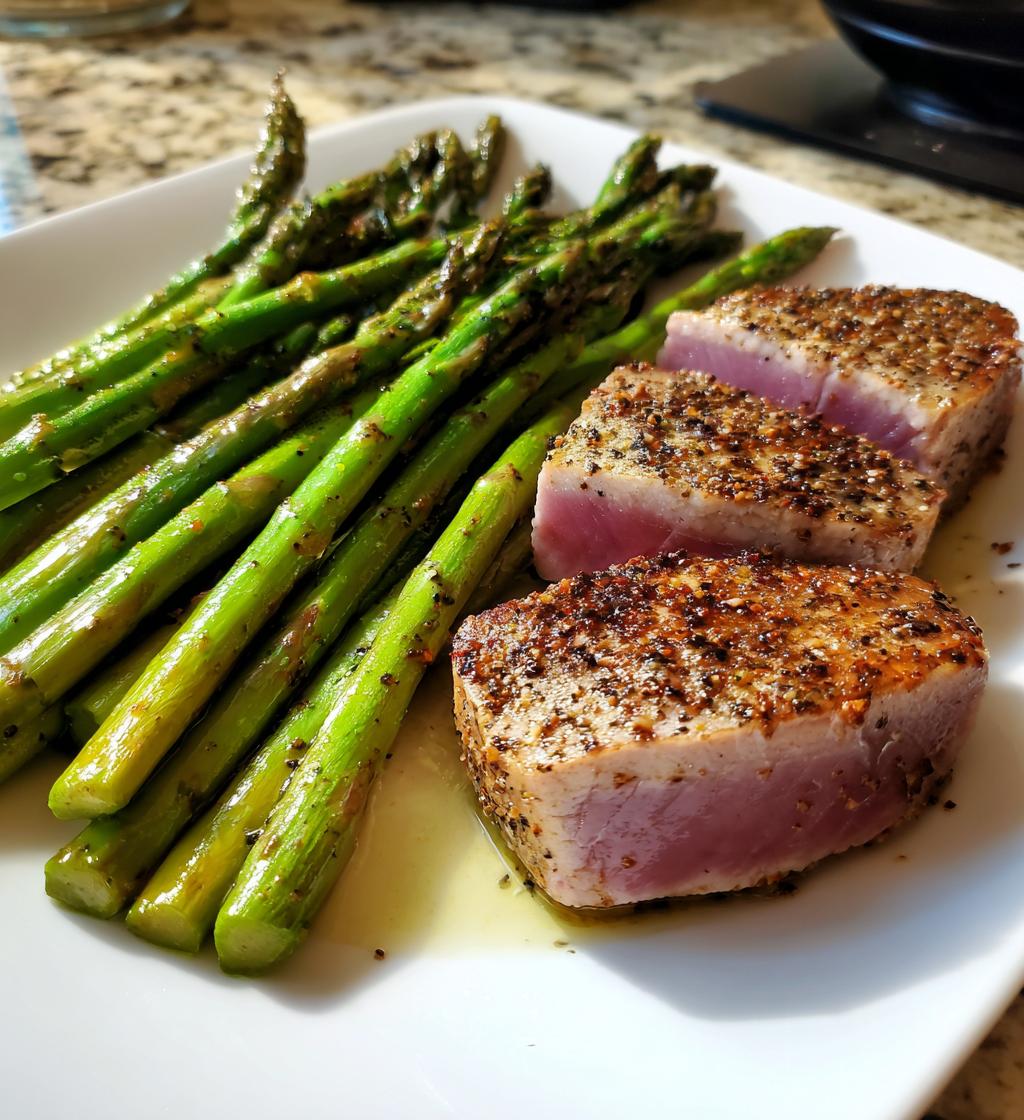 Air Fryer Tuna and Asparagus