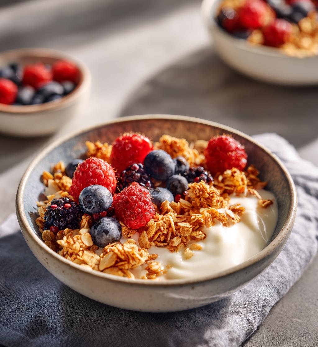 Almond-Buckwheat Granola with Yogurt and Berries