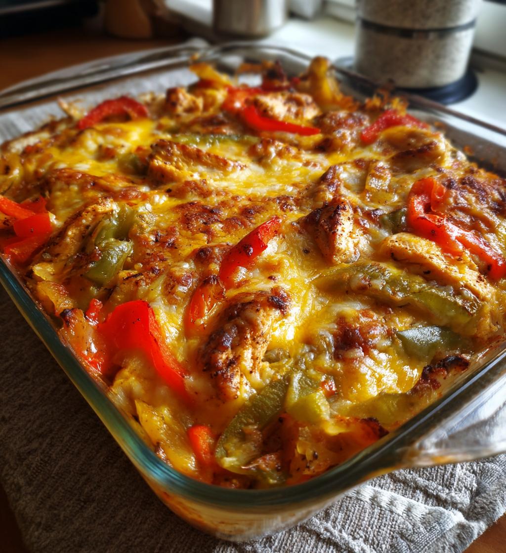 Cheesy Chicken Fajita Casserole
