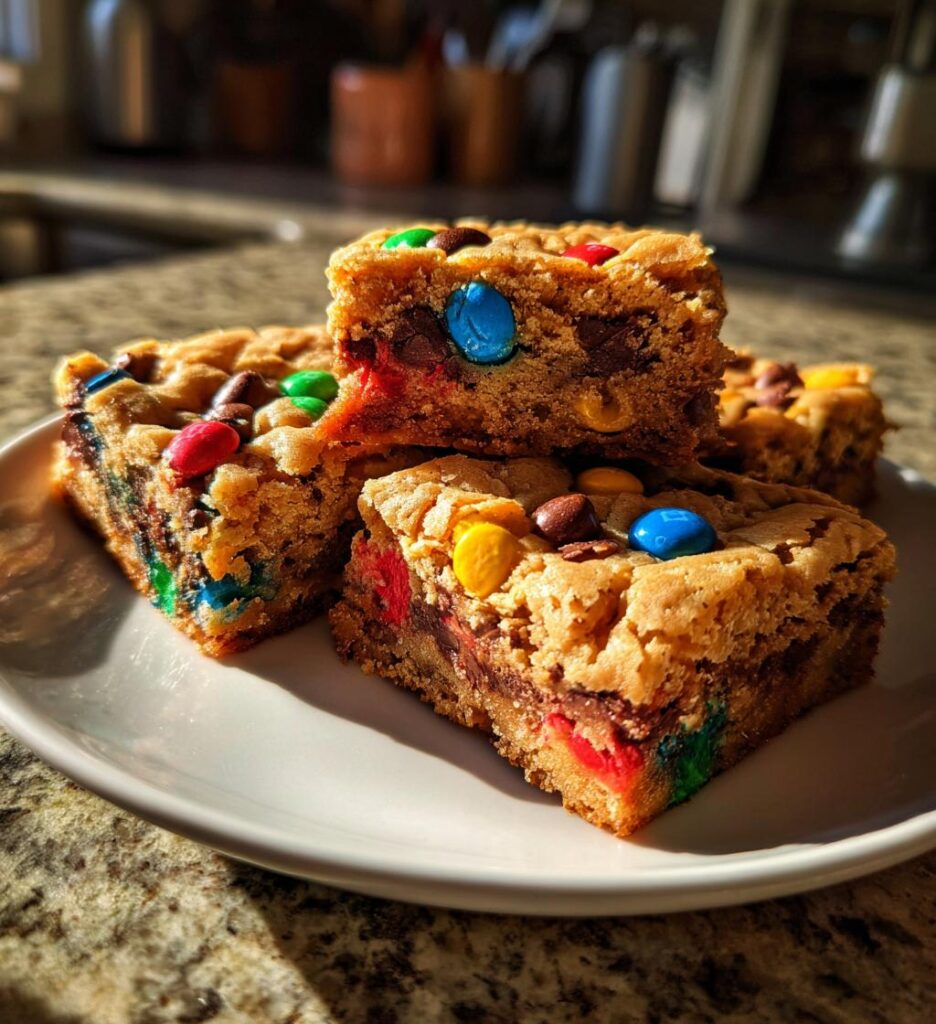 Chewy M&M Cookie Bars