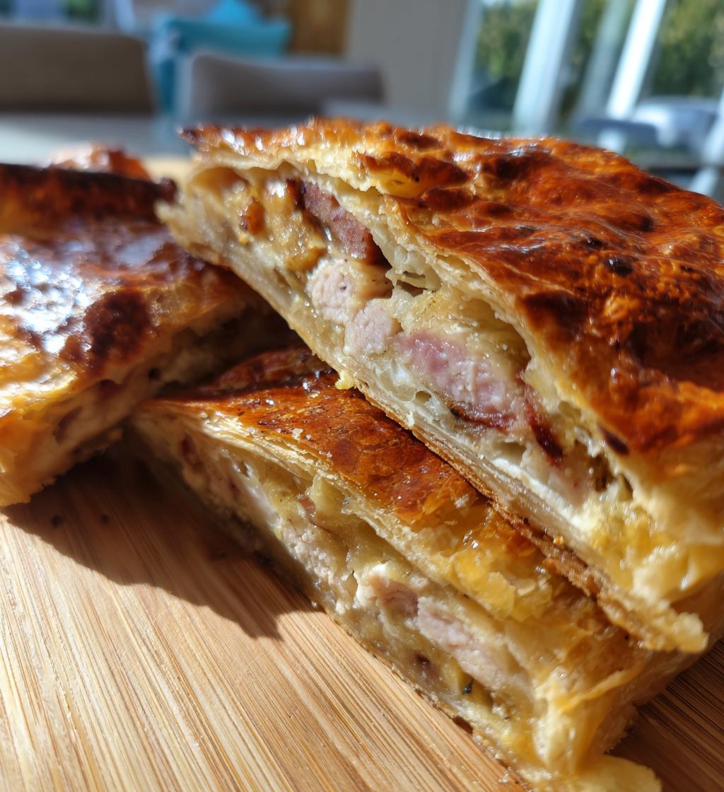 Puff Pasty Chicken Sausage & Bacon Pie