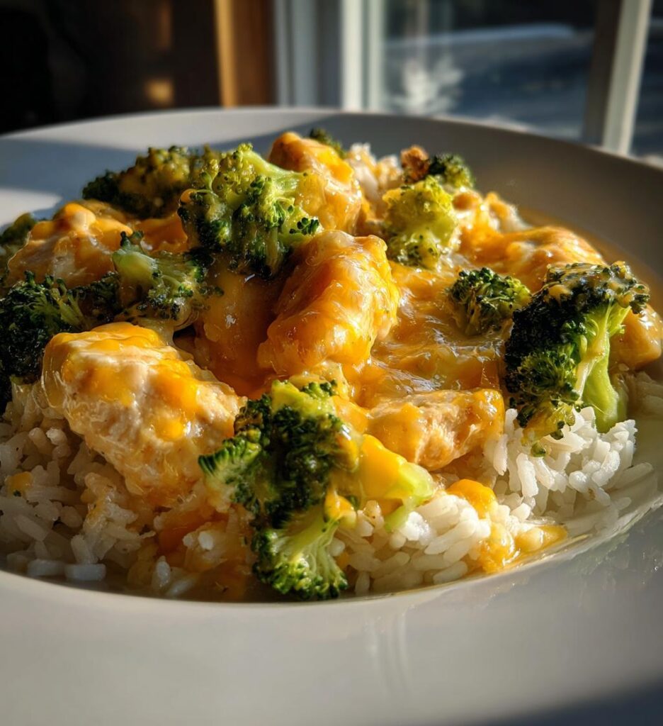 Cheesy Chicken Skillet with Broccoli and Rice