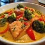 Microwave Red Curry Poached Salmon