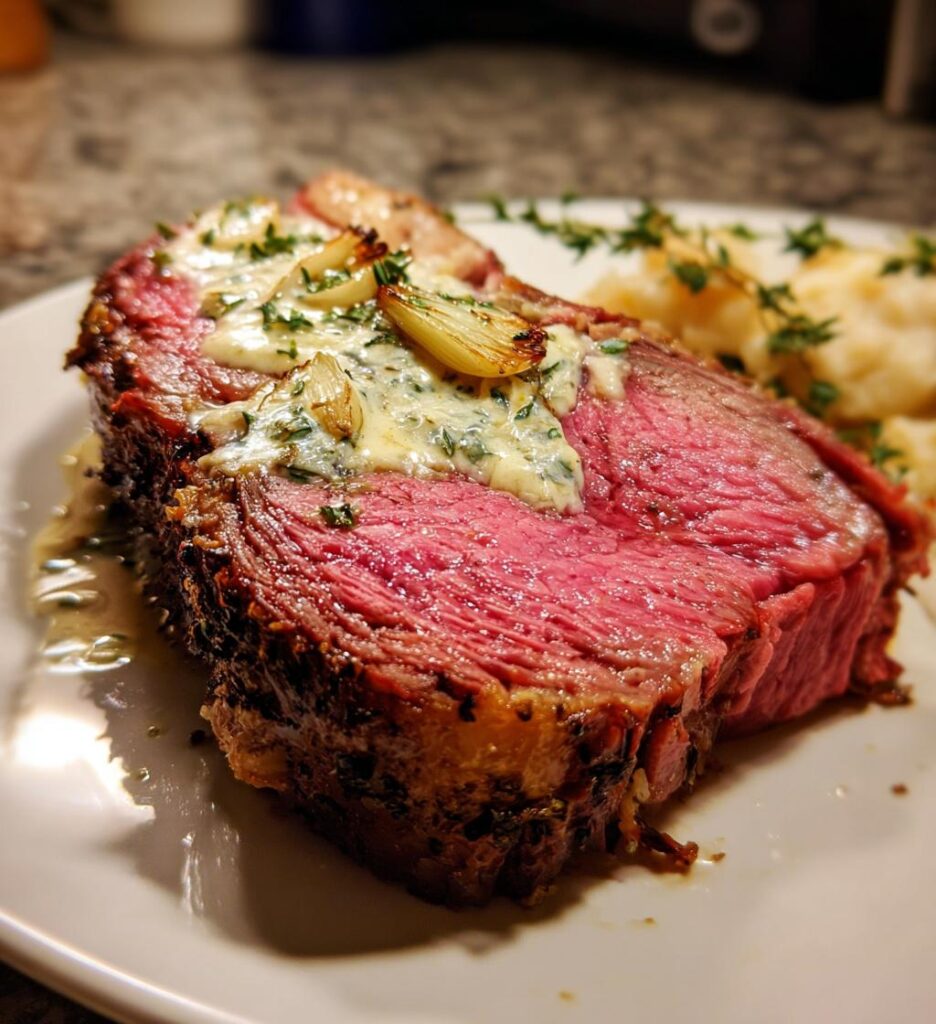 Prime Rib with Roasted Garlic and Horseradish Cream Sauce