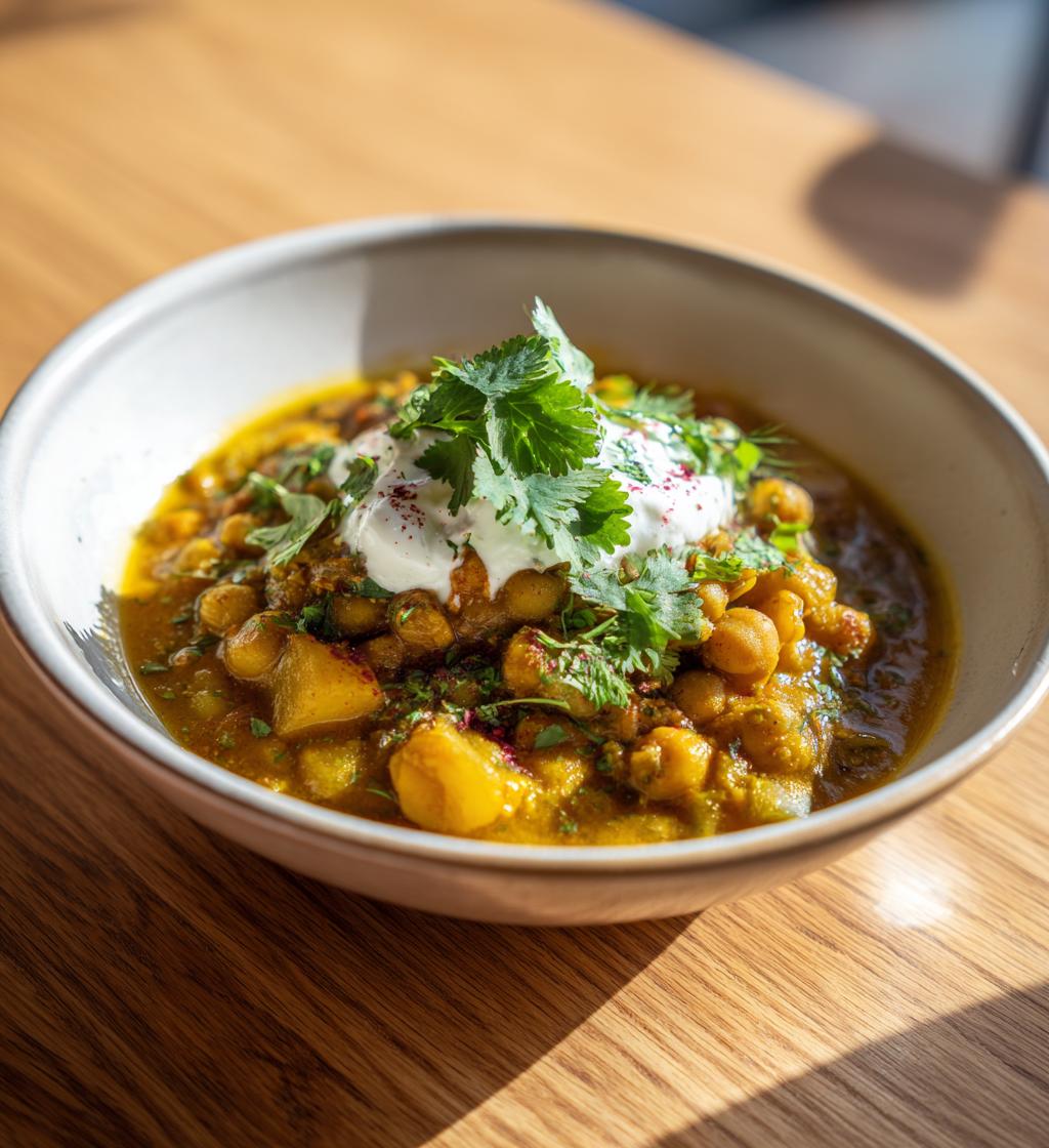 Spiced Pea Stew with Yogurt