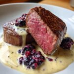 Venison Steaks with Creamy Celeriac & Blackberry Sauce